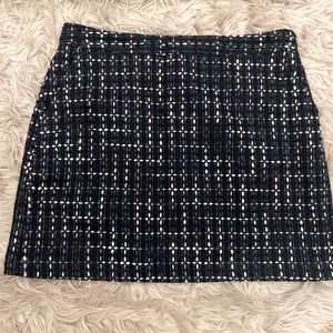 Blue and white striped skirt